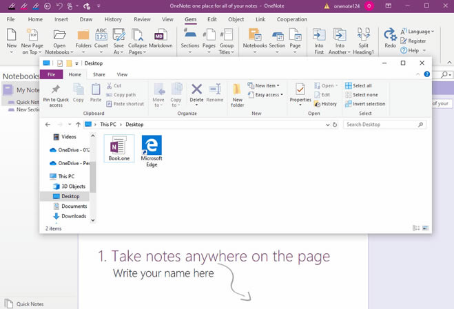 ͨ�����ֱʼ��䱦����һ��Windows���ļ��г�Ϊһ��OneNote�ʼǱ���