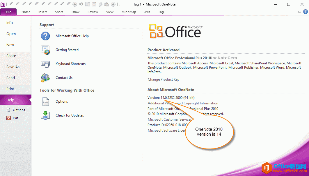 OneNote2010��MSO�汾��14.0