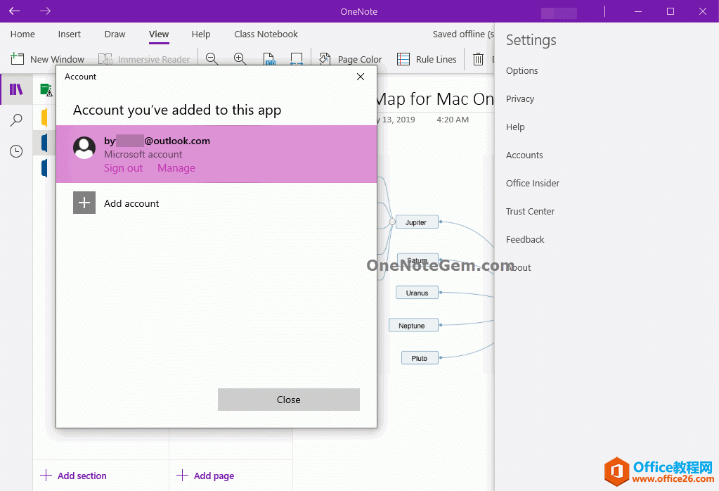 OneNote for Win10 �������޸��˻���ͷ��