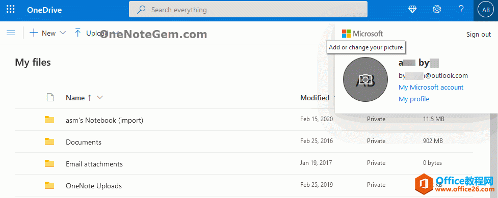 OneNote for Win10 ��ɶ�ط�����ĸ����˻���ͷ��