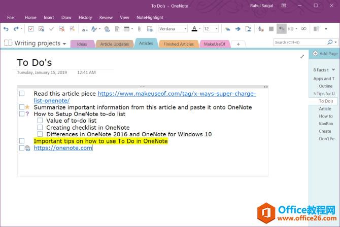 ���ʹ��OneNote��Ϊ���������б�