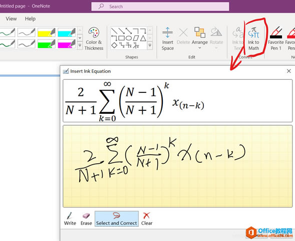 OneNote �����д������ѧ��ʽ1