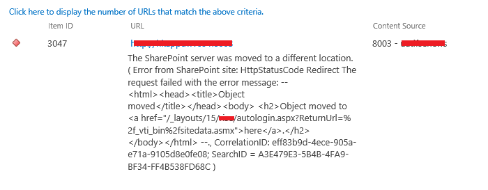 SharePoint Error - The SharePoint server was moved to a different location.Object moved