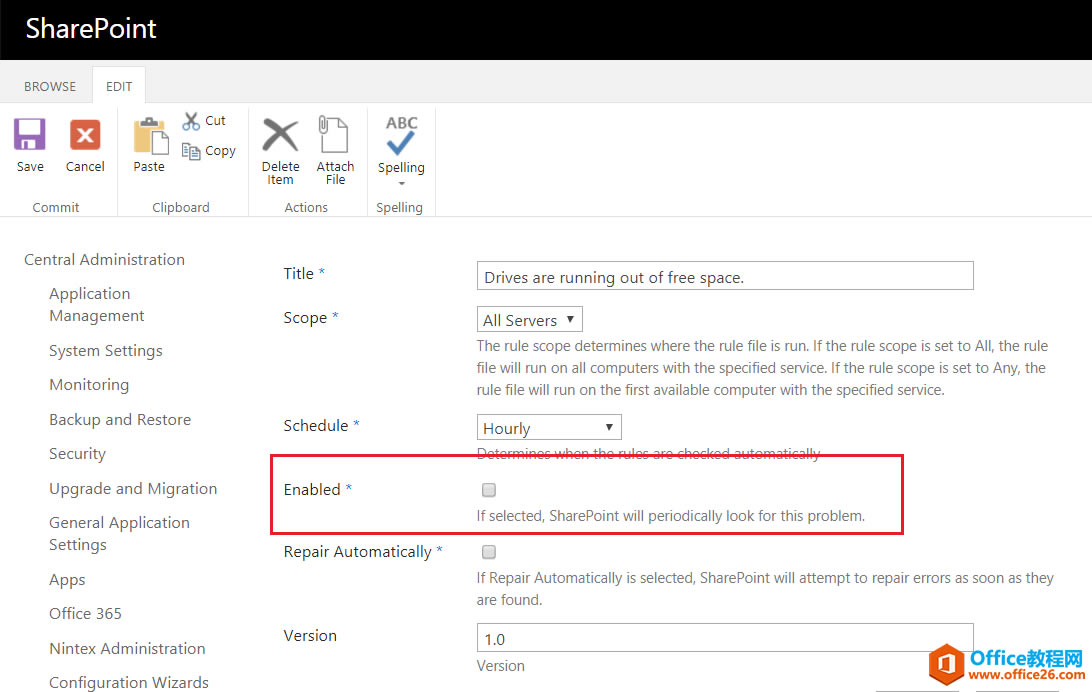 Fix ��Drives are running out of free space�� Error in SharePoint Health Analyzer_��վ