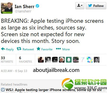 ƻ����˾���ڲ��Դ���ĻiPhone������4.8~6Ӣ����Ļ1